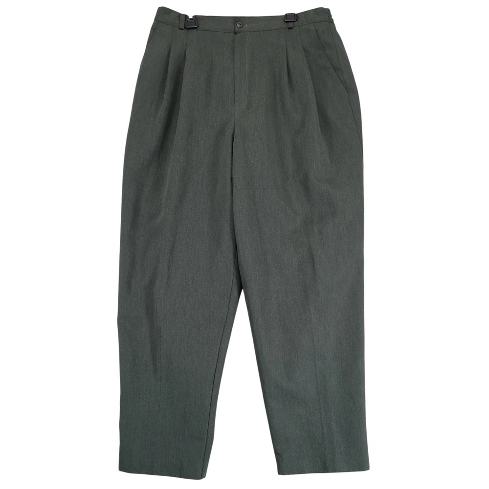 Vintage Karen Brooks Dark Green Dress Pants Womens 16 32x28 USA High Rise Slacks